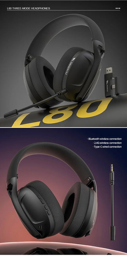 SMAILWOLF L80 Bluetooth Wireless & Wired Gaming Headset – Lightweight Laptop & Home Headphones with Mic - RELUX.STORE