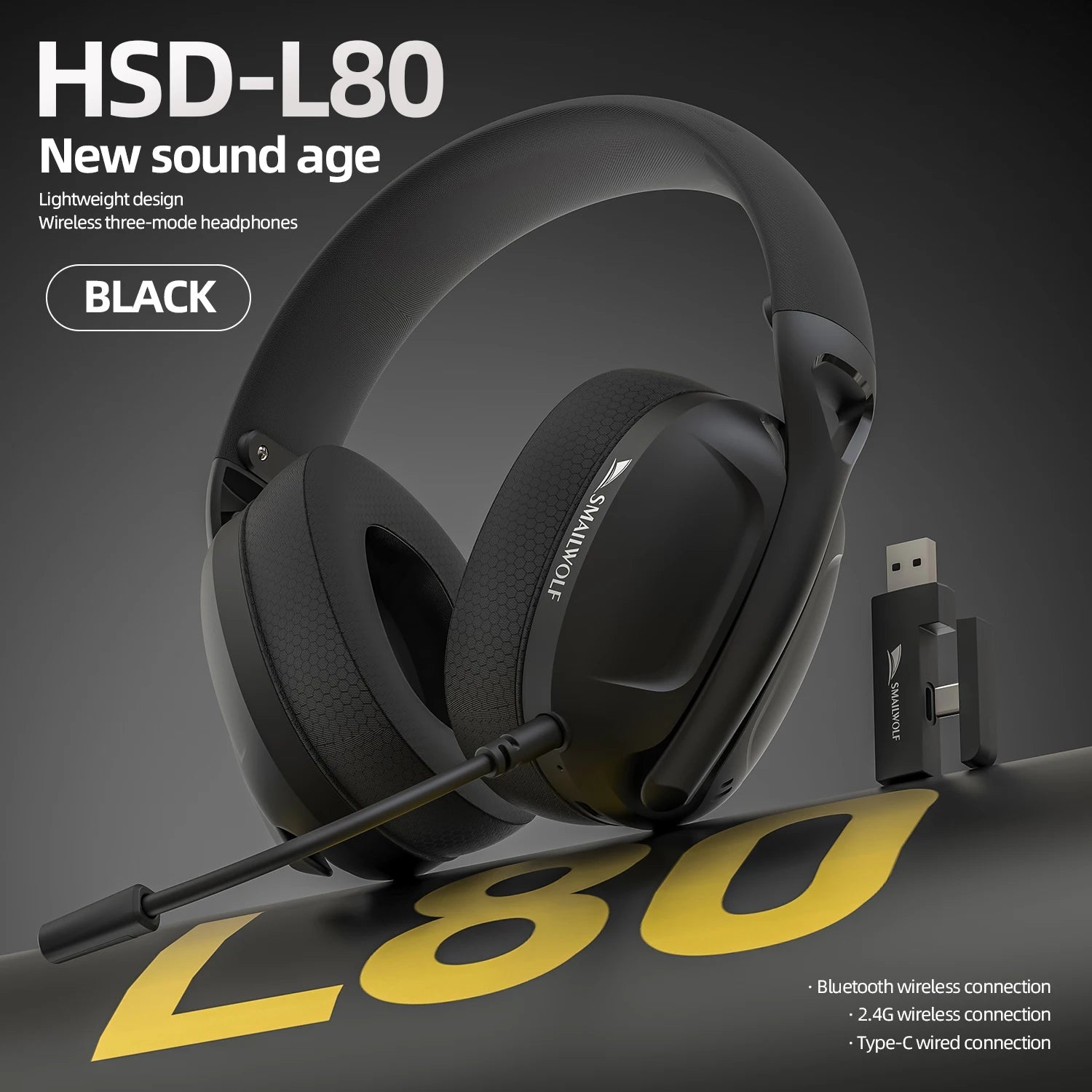 SMAILWOLF L80 Bluetooth Wireless & Wired Gaming Headset – Lightweight Laptop & Home Headphones with Mic - RELUX.STORE