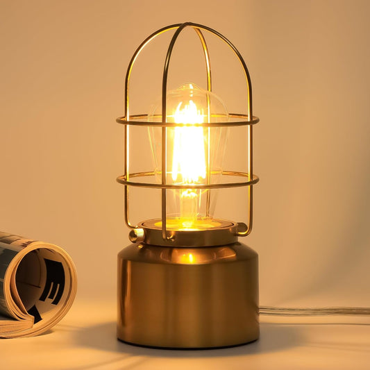 Small Touch Gold Table Lamp – 3 - Way Dimmable Steampunk Industrial Bedside Nightstand Lamp for Bedroom & Living Room (Bulb Included) - RELUX.STORE
