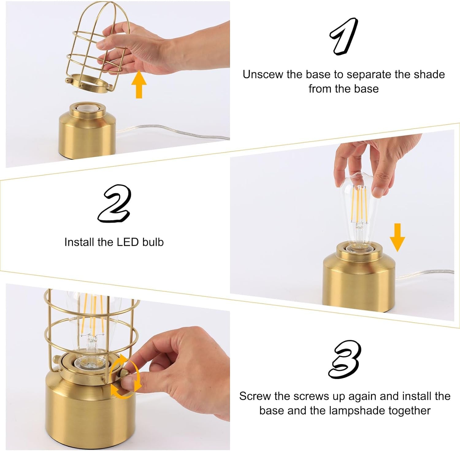 Small Touch Gold Table Lamp – 3 - Way Dimmable Steampunk Industrial Bedside Nightstand Lamp for Bedroom & Living Room (Bulb Included) - RELUX.STORE