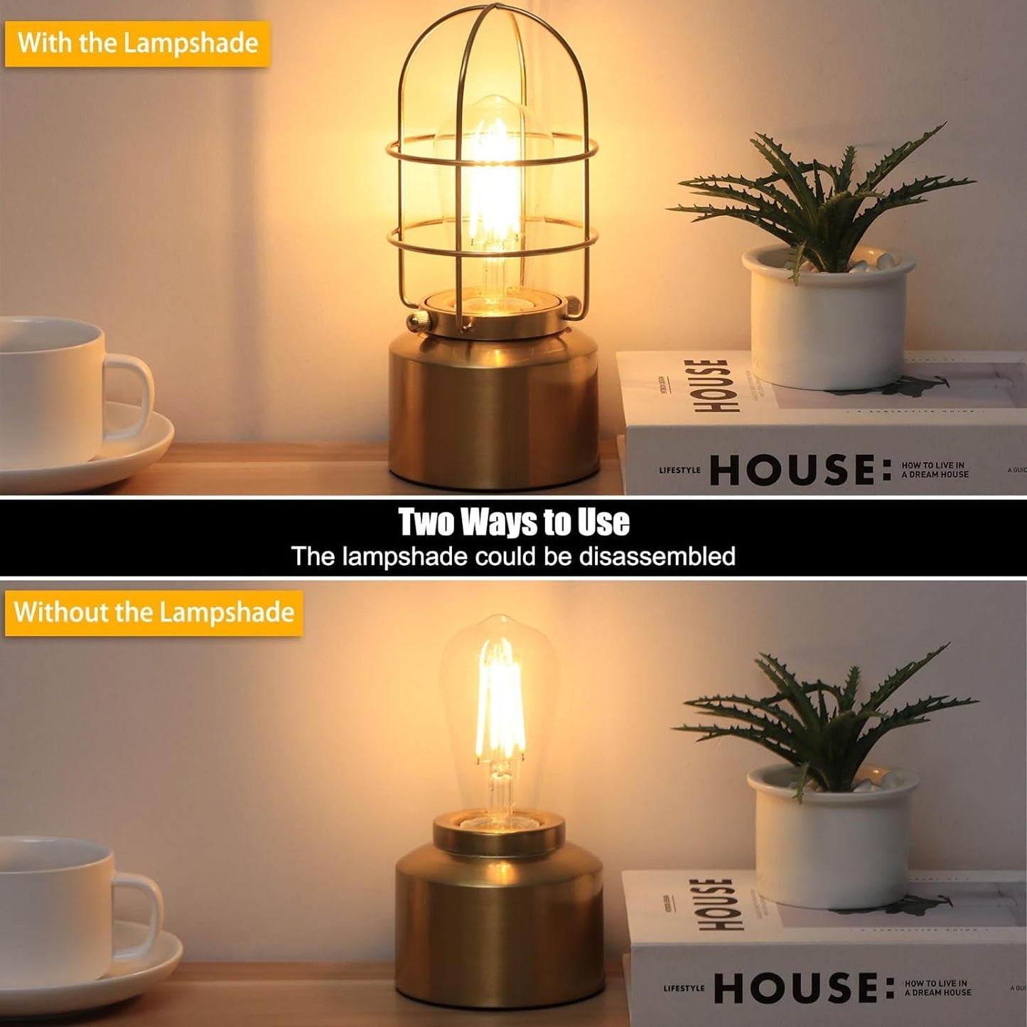 Small Touch Gold Table Lamp – 3 - Way Dimmable Steampunk Industrial Bedside Nightstand Lamp for Bedroom & Living Room (Bulb Included) - RELUX.STORE