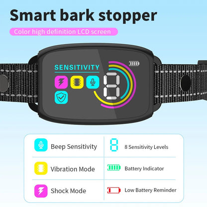 “Smart Anti - Barking Dog Collar – Rechargeable Waterproof Bark Stopper with HD Digital Display for Dogs” - RELUX.STORE