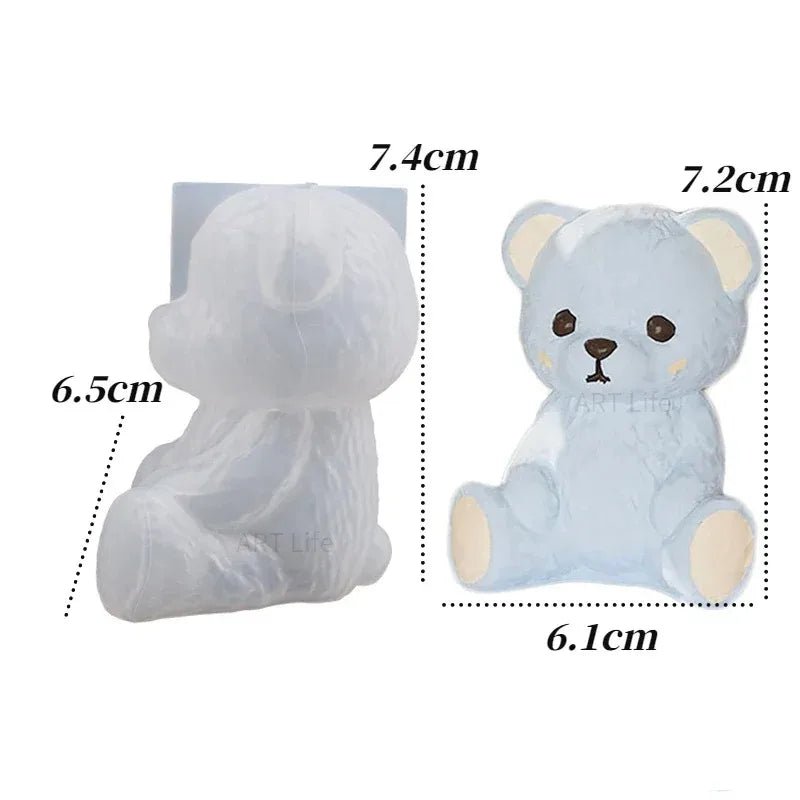 Smiling Teddy Bear Silicone Candle Mold 3D Animal Soap Resin Crafts Plaster Making Kit Handmade Ice Cube Mould Home Decor Gift - RELUX.STORE