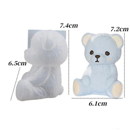 Smiling Teddy Bear Silicone Candle Mold 3D Animal Soap Resin Crafts Plaster Making Kit Handmade Ice Cube Mould Home Decor Gift - RELUX.STORE