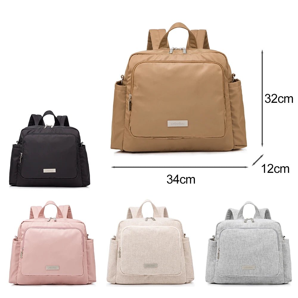 Soboba 2023 New Diaper Bags for Mother Waterproof Large Capacity Solid Polyester Diaper Backpacks Travel Bag for Newborn Baby - RELUX.STORE