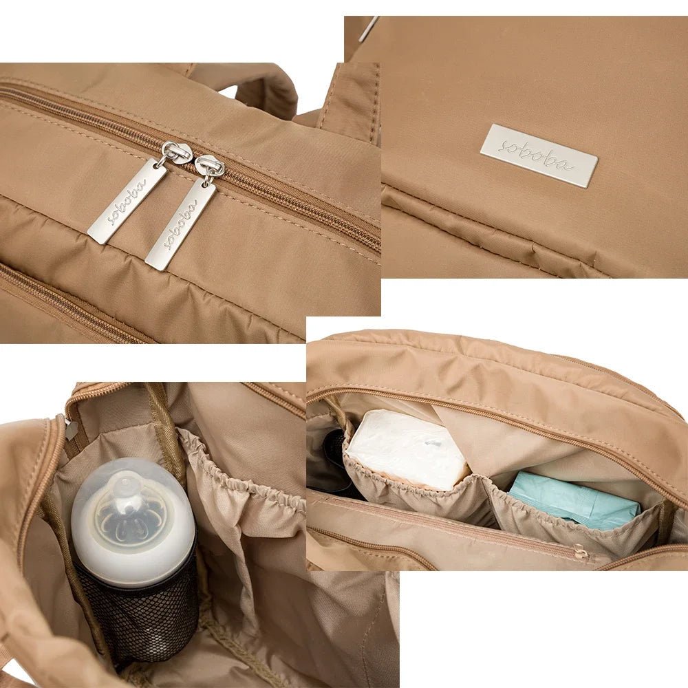 Soboba 2023 New Diaper Bags for Mother Waterproof Large Capacity Solid Polyester Diaper Backpacks Travel Bag for Newborn Baby - RELUX.STORE