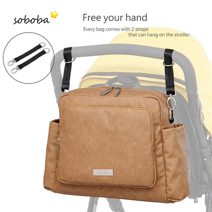 Soboba 2023 New Diaper Bags for Mother Waterproof Large Capacity Solid Polyester Diaper Backpacks Travel Bag for Newborn Baby - RELUX.STORE
