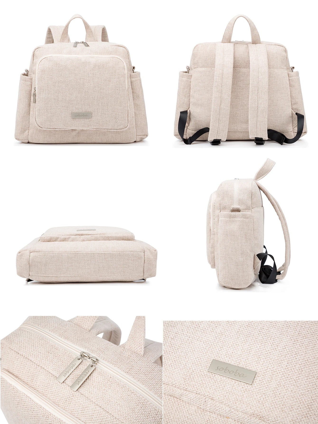 Soboba 2023 New Diaper Bags for Mother Waterproof Large Capacity Solid Polyester Diaper Backpacks Travel Bag for Newborn Baby - RELUX.STORE