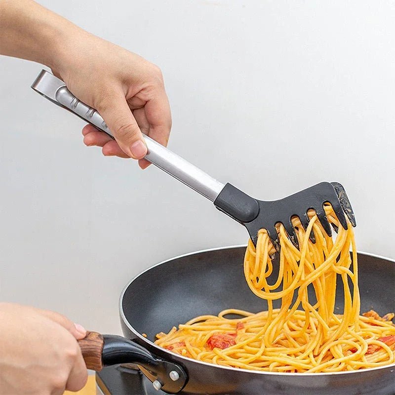 Stainless Steel Noodle Tongs Non - slip Handle Heat - resistant Chuck Easy To Store Multi - functional Food Tongs - RELUX.STORE