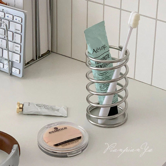 Stainless Steel Toothbrush Holder Bathroom Accessories Tool Toothpaste Makeup Brush Storage Rack Home Decoration Brush Holder - RELUX.STORE