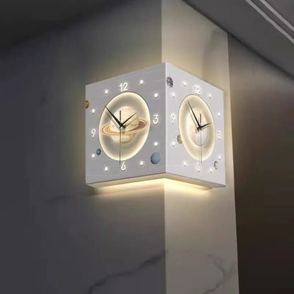 “Starry Sky - Themed Double - Sided Wall Clock – Electric Needle Digital Display | Corner Living Room Decor” - RELUX.STORE