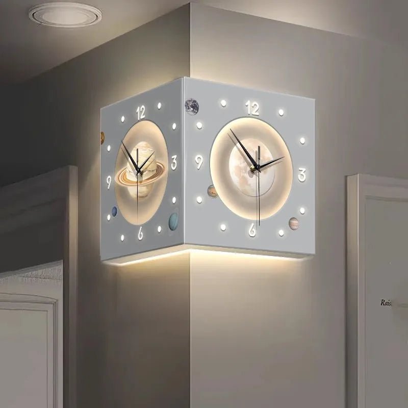 “Starry Sky - Themed Double - Sided Wall Clock – Electric Needle Digital Display | Corner Living Room Decor” - RELUX.STORE