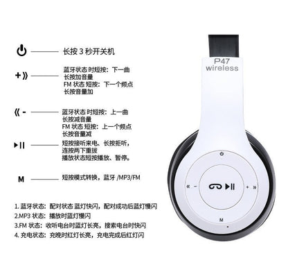 Stereo P47 Bluetooth 5.0 Headset – Foldable Wireless Sports & Gaming Earphones for iPhone & Xiaomi - RELUX.STORE