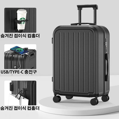 Suitcase 20 22 24 26 28 Inches Large Capacity Trolley Suitcase With Cup Holder Roller Suitcase Travel Business Suitcase - RELUX.STORESuitcase 20 22 24 26 28 Inches Large Capacity Trolley Suitcase With Cup Holder Roller Suitcase Travel Business Suitcase