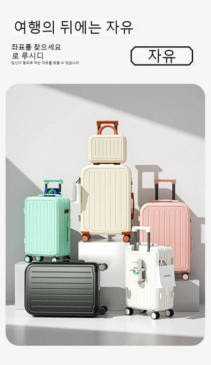Suitcase 20 22 24 26 28 Inches Large Capacity Trolley Suitcase With Cup Holder Roller Suitcase Travel Business Suitcase - RELUX.STORESuitcase 20 22 24 26 28 Inches Large Capacity Trolley Suitcase With Cup Holder Roller Suitcase Travel Business Suitcase
