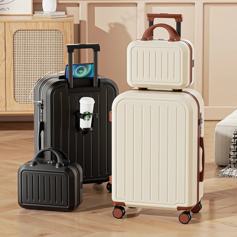 Suitcase 20 22 24 26 28 Inches Large Capacity Trolley Suitcase With Cup Holder Roller Suitcase Travel Business Suitcase - RELUX.STORESuitcase 20 22 24 26 28 Inches Large Capacity Trolley Suitcase With Cup Holder Roller Suitcase Travel Business Suitcase