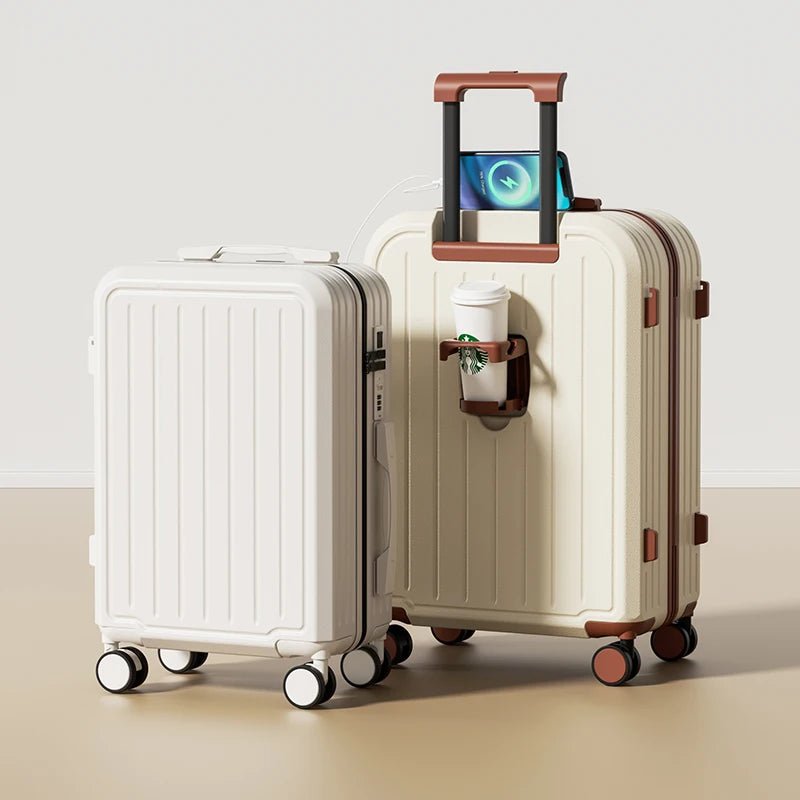 Suitcase 20 22 24 26 28 Inches Large Capacity Trolley Suitcase With Cup Holder Roller Suitcase Travel Business Suitcase - RELUX.STORESuitcase 20 22 24 26 28 Inches Large Capacity Trolley Suitcase With Cup Holder Roller Suitcase Travel Business Suitcase