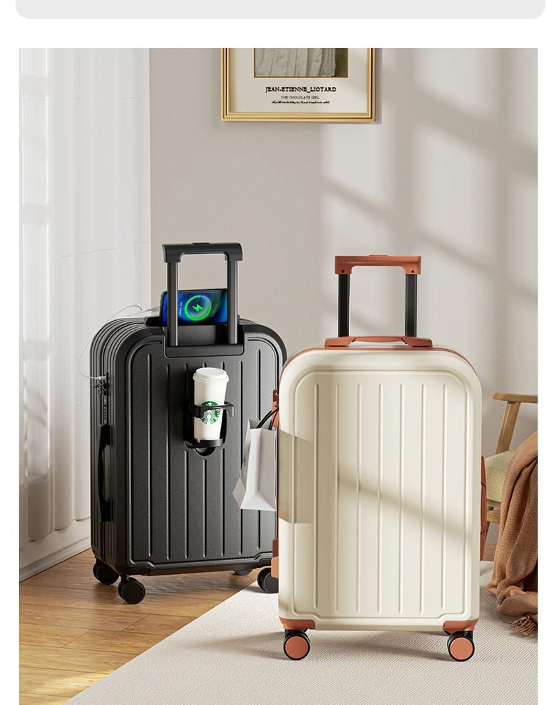Suitcase 20 22 24 26 28 Inches Large Capacity Trolley Suitcase With Cup Holder Roller Suitcase Travel Business Suitcase - RELUX.STORESuitcase 20 22 24 26 28 Inches Large Capacity Trolley Suitcase With Cup Holder Roller Suitcase Travel Business Suitcase