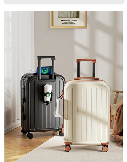Suitcase 20 22 24 26 28 Inches Large Capacity Trolley Suitcase With Cup Holder Roller Suitcase Travel Business Suitcase - RELUX.STORESuitcase 20 22 24 26 28 Inches Large Capacity Trolley Suitcase With Cup Holder Roller Suitcase Travel Business Suitcase