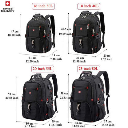 SWISS 17" Laptop Backpack – Waterproof USB Charging Port, Swiss - Style Multifunctional Rucksack for School, Hiking & Travel - RELUX.STORE
