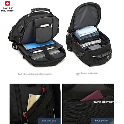SWISS 17" Laptop Backpack – Waterproof USB Charging Port, Swiss - Style Multifunctional Rucksack for School, Hiking & Travel - RELUX.STORE