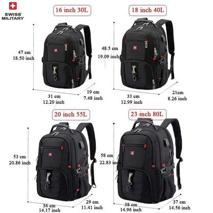 SWISS 17" Laptop Backpack – Waterproof USB Charging Port, Swiss - Style Multifunctional Rucksack for School, Hiking & Travel - RELUX.STORE