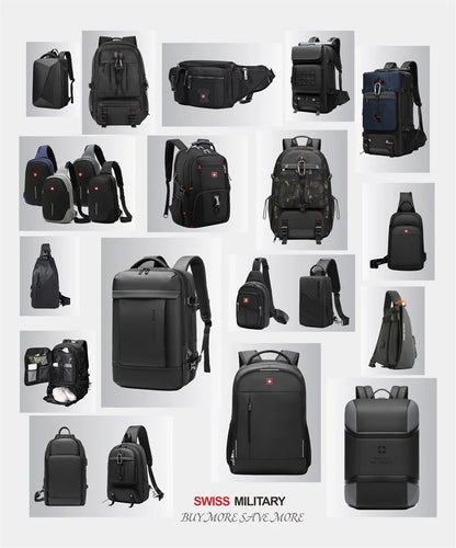 SWISS 17" Laptop Backpack – Waterproof USB Charging Port, Swiss - Style Multifunctional Rucksack for School, Hiking & Travel - RELUX.STORE