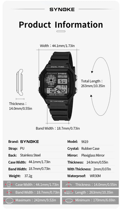 SYNOKE Military Digital Watches Men Sports Luminous Chronograph Waterproof Male Electronic Wrist Watches Relogio Masculino - RELUX.STORE