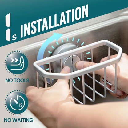 TAILI Sponge Holder for Kitchen Sink with Strong Suction Cup Removable, Rustproof Aluminum Sink Caddy for Sponge, Brush - RELUX.STORE