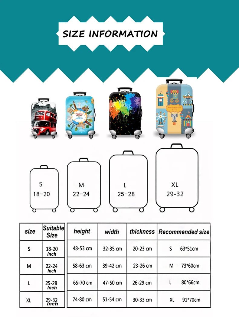 Thick Elastic World Map Luggage Protective Cover Zipper Suit For 18 - 32 inch Bag Suitcase Covers Trolley Cover Travel Accessories - RELUX.STOREThick Elastic World Map Luggage Protective Cover Zipper Suit For 18 - 32 inch Bag Suitcase Covers Trolley Cover Travel Accessories