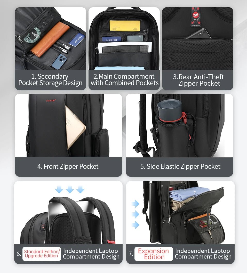 Tigernu Men’s Laptop Backpack – 14/15.6/17.3” Anti - Theft School, Travel & Daily Bag | Male Knapsack - RELUX.STORE