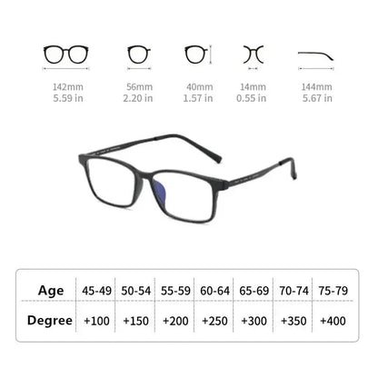 "Titanium Frame Reading Glasses – Anti - Blue Light Presbyopia Eyewear for Men & Women, Diopter +1.0 to +4.0" - RELUX.STORE