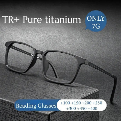 "Titanium Frame Reading Glasses – Anti - Blue Light Presbyopia Eyewear for Men & Women, Diopter +1.0 to +4.0" - RELUX.STORE