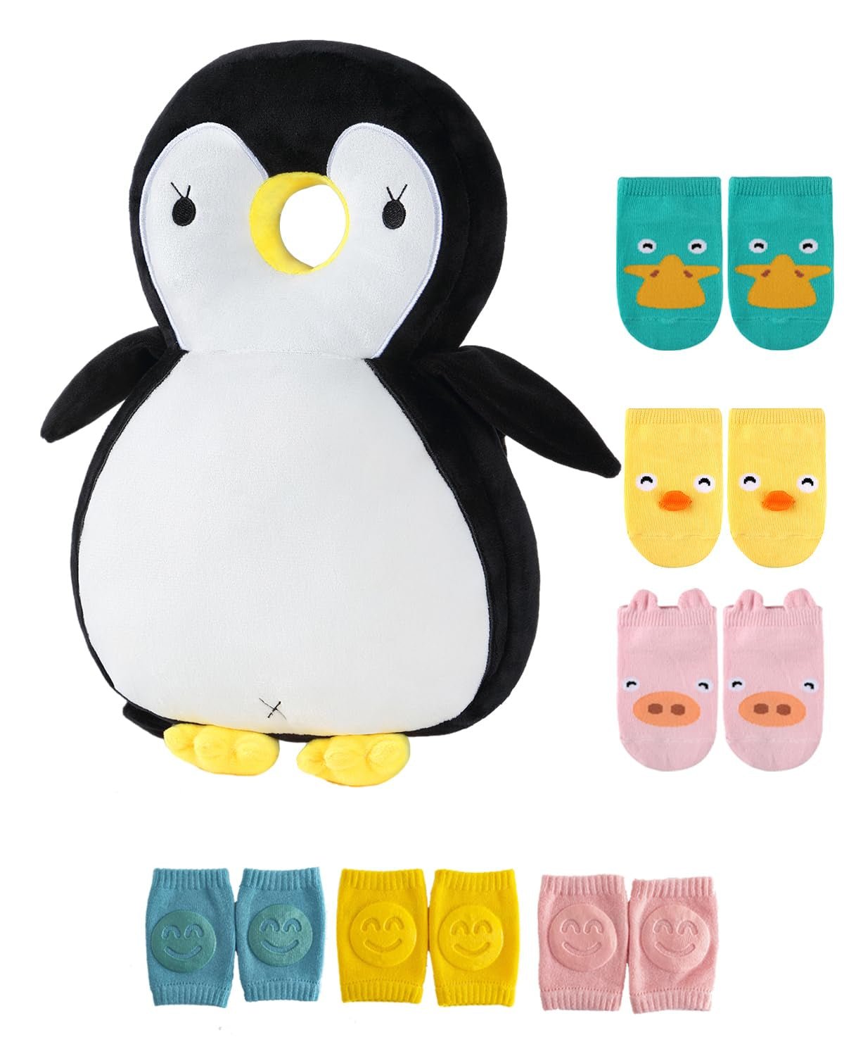 Toddler Baby Head Protector Backpack for Toddler Walker with Knee Pads&Anti - Slip Socks, Elephant - RELUX.STORE