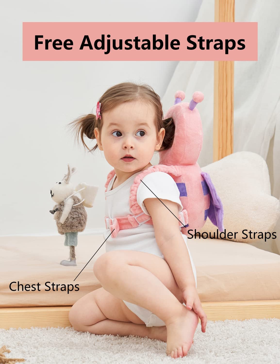 Toddler Baby Head Protector Backpack for Toddler Walker with Knee Pads&Anti - Slip Socks, Elephant - RELUX.STORE