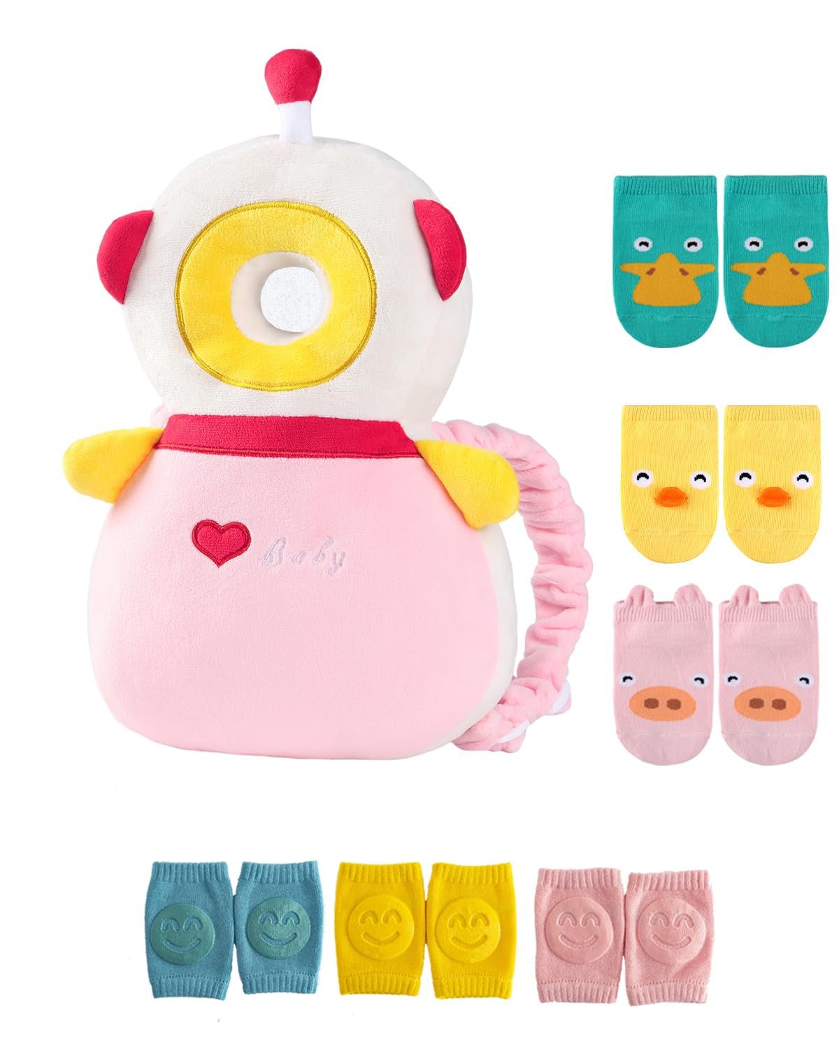 Toddler Baby Head Protector Backpack for Toddler Walker with Knee Pads&Anti - Slip Socks, Elephant - RELUX.STORE