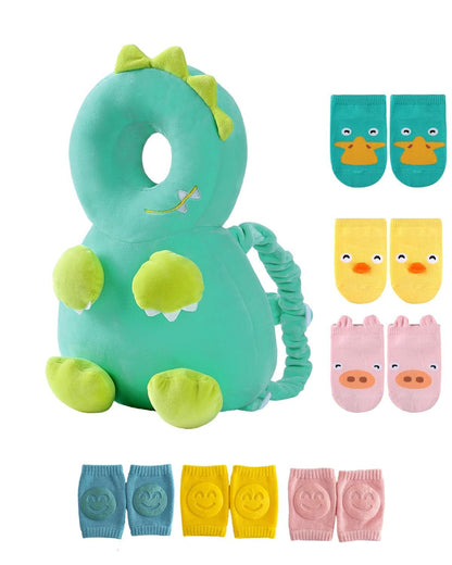 Toddler Baby Head Protector Backpack for Toddler Walker with Knee Pads&Anti - Slip Socks, Elephant - RELUX.STORE