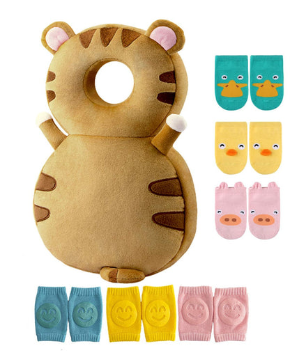 Toddler Baby Head Protector Backpack for Toddler Walker with Knee Pads&Anti - Slip Socks, Elephant - RELUX.STORE