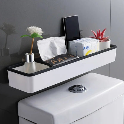 Toilet Bathroom Storage Cabinet Rack Wall Hanging Hole Free Multifunctional Artifact Above Toilet Rack White Shelf Organizer - RELUX.STORE