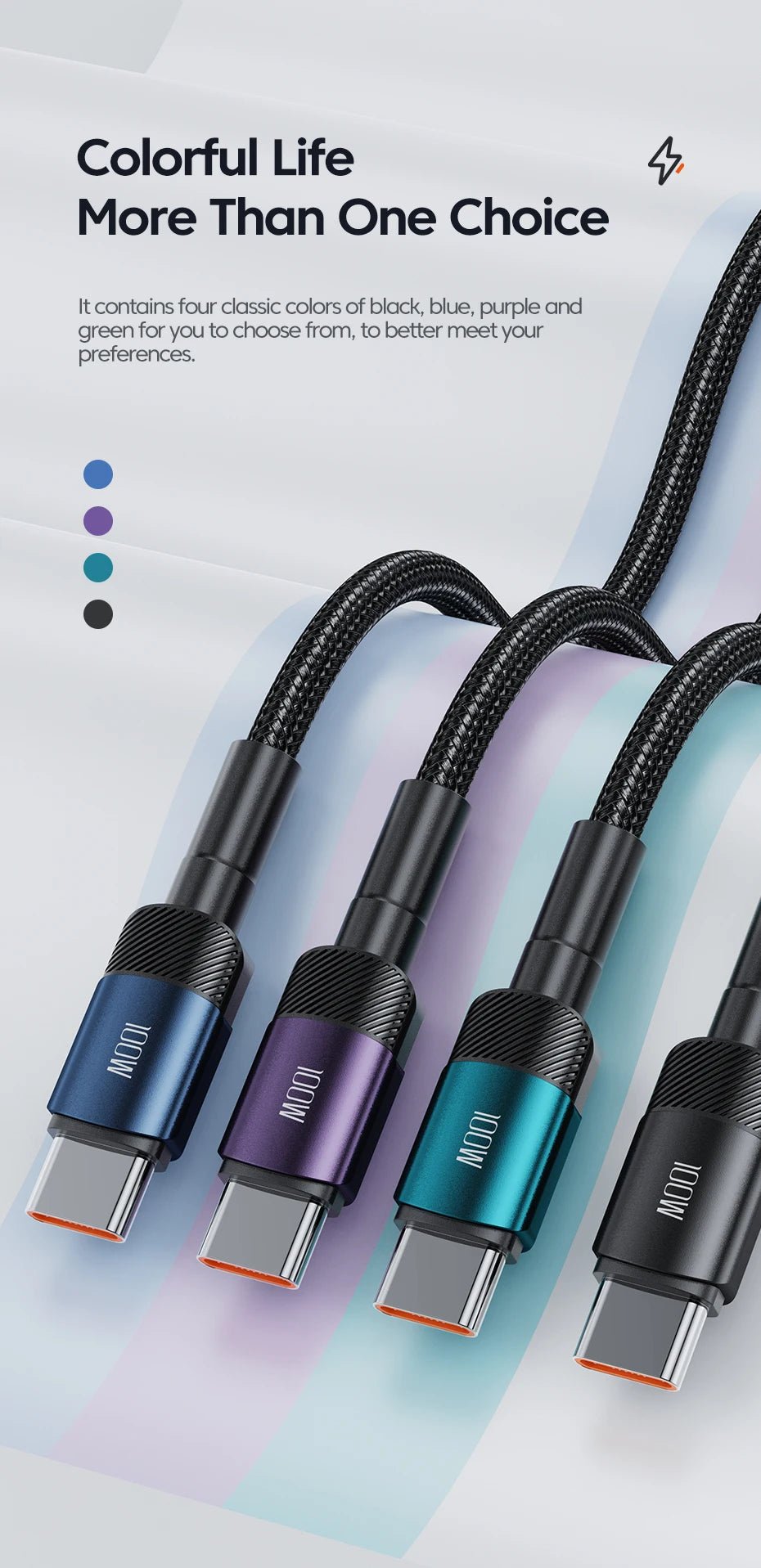 "Toocki 100W USB - C to USB - C Cable – PD 3.0 Fast Charging Cord for MacBook, Samsung, Xiaomi, USB Type - C Devices, 1M & 2M Options" - RELUX.STORE