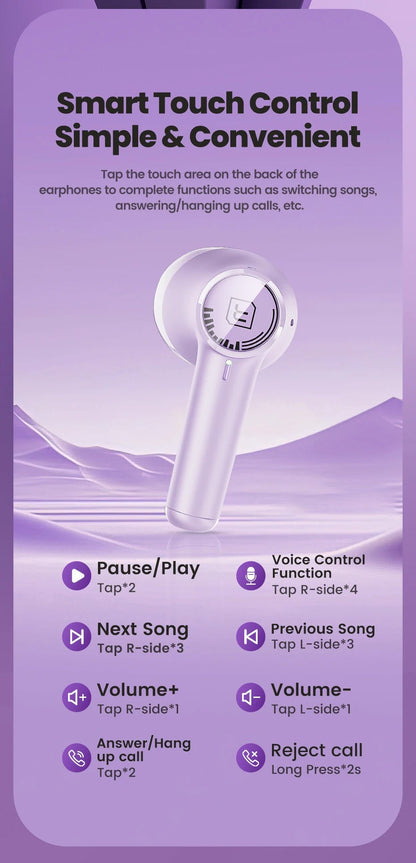 "Toocki TWS ENC Bluetooth 5.3 Earphones – HiFi Stereo Sound Wireless In - Ear Headphones with Mic, Waterproof for Mobile Phones" - RELUX.STORE