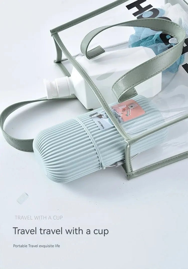 Travel Mouthwash Cup Portable Cute Essential for Business Trips Toothbrush Case with Lid Multifunctional Storage Set - RELUX.STORE