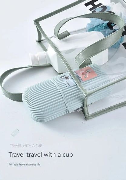 Travel Mouthwash Cup Portable Cute Essential for Business Trips Toothbrush Case with Lid Multifunctional Storage Set - RELUX.STORE