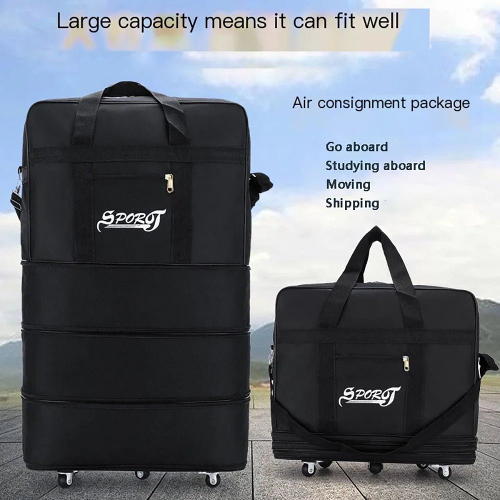 Travelling Pack Wheels For Women Men Expandable Foldable Trolley Luggage Versatile Black Suitcase For Weekend Trip overnight bag - RELUX.STORETravelling Pack Wheels For Women Men Expandable Foldable Trolley Luggage Versatile Black Suitcase For Weekend Trip overnight bag