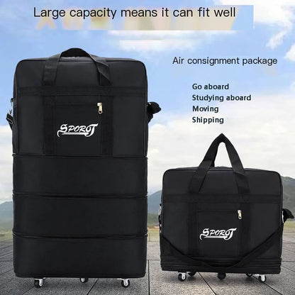 Travelling Pack Wheels For Women Men Expandable Foldable Trolley Luggage Versatile Black Suitcase For Weekend Trip overnight bag - RELUX.STORETravelling Pack Wheels For Women Men Expandable Foldable Trolley Luggage Versatile Black Suitcase For Weekend Trip overnight bag