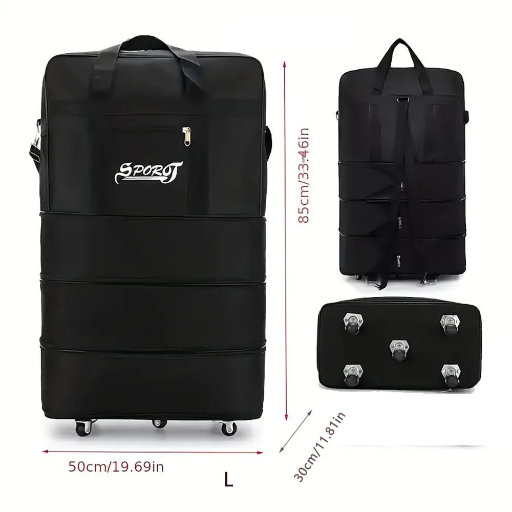 Travelling Pack Wheels For Women Men Expandable Foldable Trolley Luggage Versatile Black Suitcase For Weekend Trip overnight bag - RELUX.STORETravelling Pack Wheels For Women Men Expandable Foldable Trolley Luggage Versatile Black Suitcase For Weekend Trip overnight bag