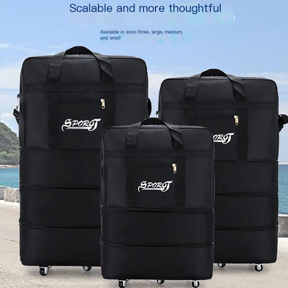 Travelling Pack Wheels For Women Men Expandable Foldable Trolley Luggage Versatile Black Suitcase For Weekend Trip overnight bag - RELUX.STORETravelling Pack Wheels For Women Men Expandable Foldable Trolley Luggage Versatile Black Suitcase For Weekend Trip overnight bag