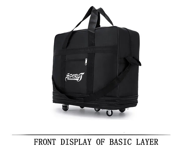 Travelling Pack Wheels For Women Men Expandable Foldable Trolley Luggage Versatile Black Suitcase For Weekend Trip overnight bag - RELUX.STORETravelling Pack Wheels For Women Men Expandable Foldable Trolley Luggage Versatile Black Suitcase For Weekend Trip overnight bag
