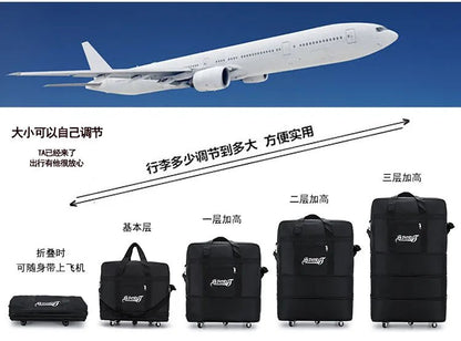 Travelling Pack Wheels For Women Men Expandable Foldable Trolley Luggage Versatile Black Suitcase For Weekend Trip overnight bag - RELUX.STORETravelling Pack Wheels For Women Men Expandable Foldable Trolley Luggage Versatile Black Suitcase For Weekend Trip overnight bag