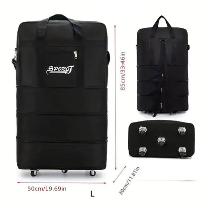 Travelling Pack Wheels For Women Men Expandable Foldable Trolley Luggage Versatile Black Suitcase For Weekend Trip overnight bag - RELUX.STORETravelling Pack Wheels For Women Men Expandable Foldable Trolley Luggage Versatile Black Suitcase For Weekend Trip overnight bag